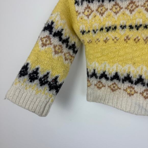 A.L.C. Womens Landry Fair Isle Nordic 100% Merino Wool Yellow Sweater XS READ - Picture 8 of 12